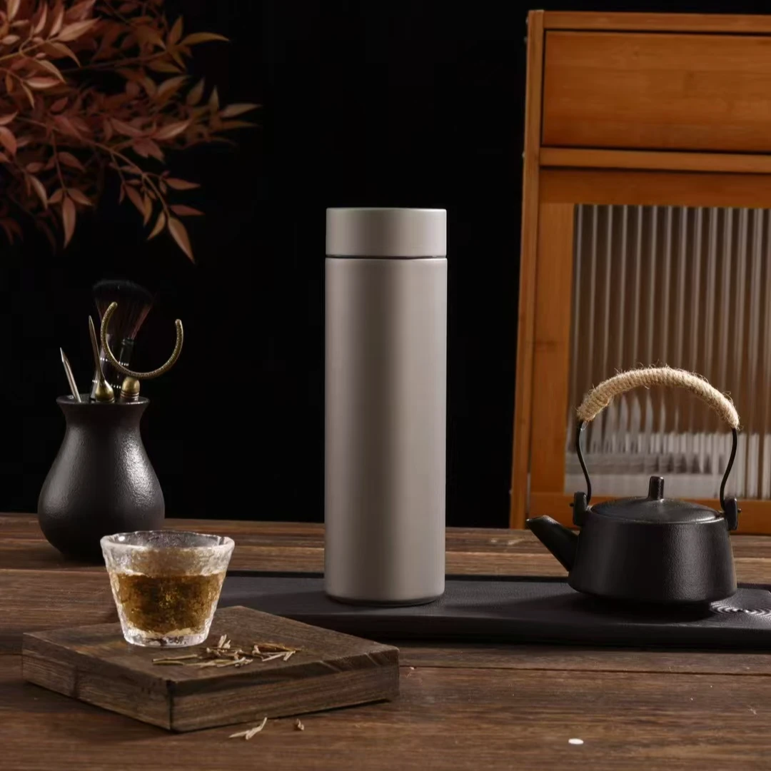 纯钛保温杯商务直身杯茶水分离大容量办公礼品水杯男士经典款