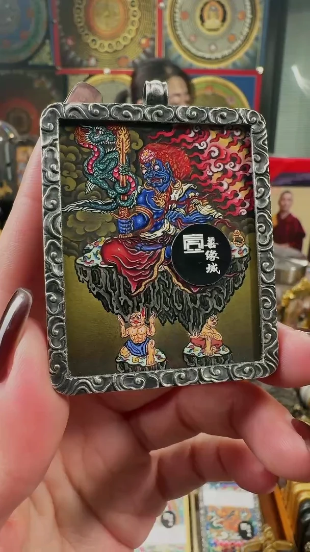 吊坠壹善缘城手绘唐卡不动明