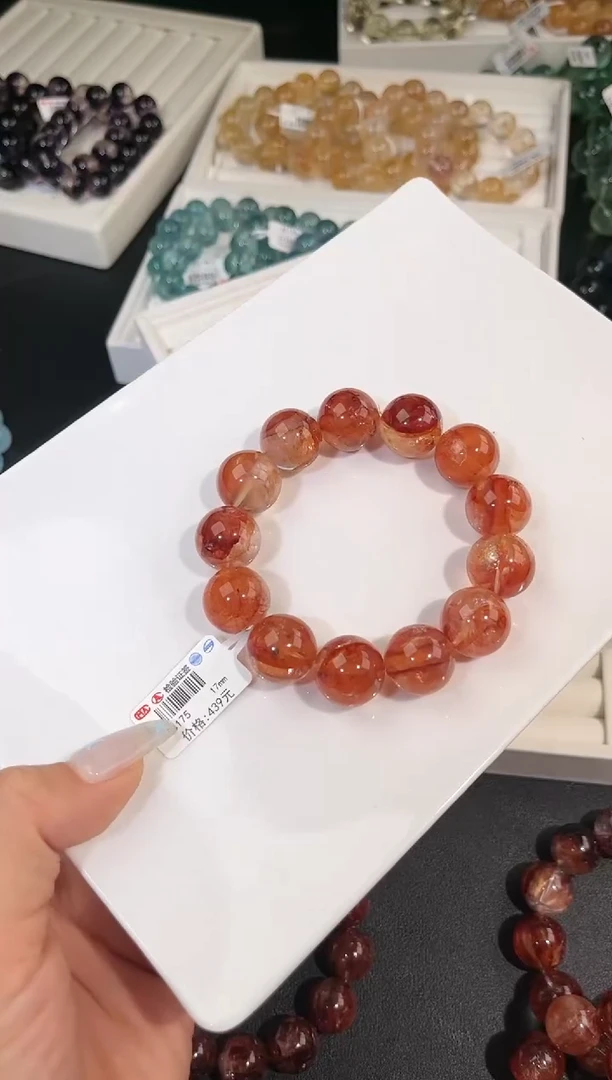 水晶手链未镶嵌多样性发一Q71红胶花17mm
