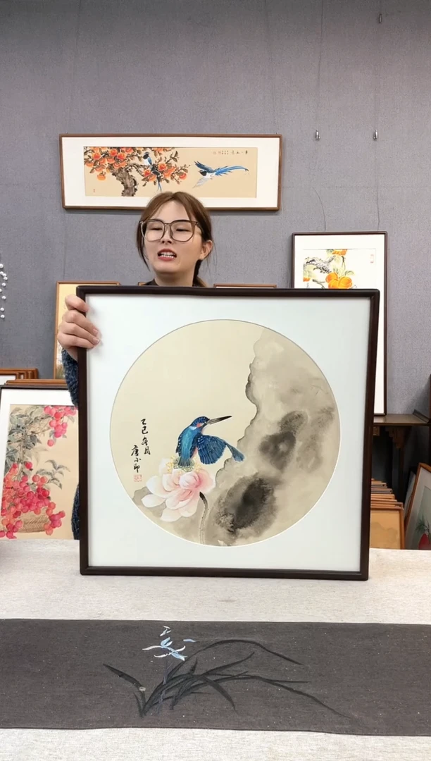 【闪购商品】国画手写手绘带框作品-52*52-