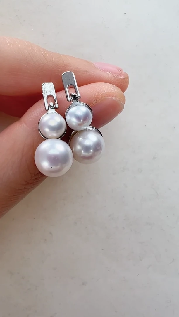 【闪购商品】淡水珍珠耳饰合金银色灵动葫芦