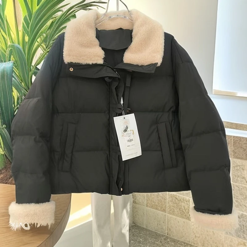 短款女士时尚休闲黑色棉服