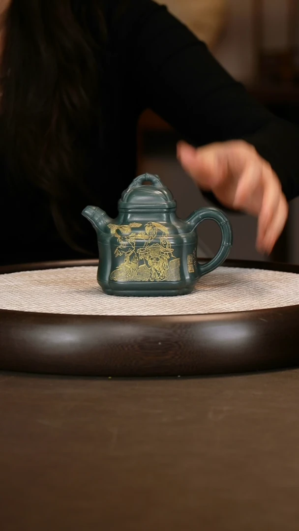 【邵忠源】四方竹鼎280c+康窑四杯+笔筒+画