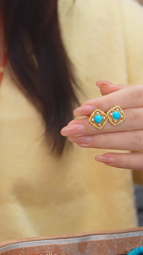 【闪购商品】绿松石耳饰未镶嵌多样性发 @@N2280