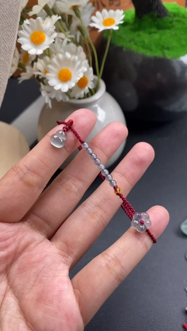 散珠翡翠葫芦小花手绳