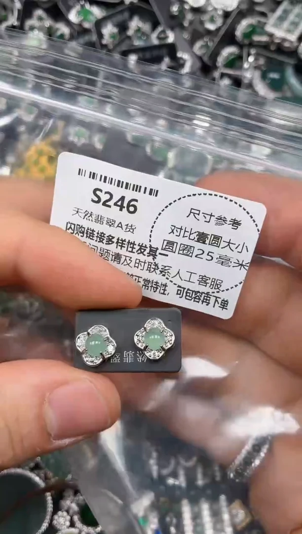 颈饰未镶嵌翡翠S246耳钉