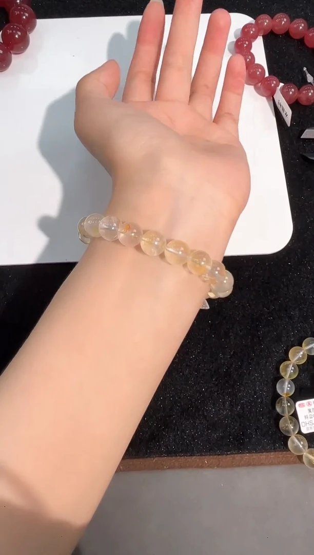 水晶手链未镶嵌24号黄胶花单圈9mm