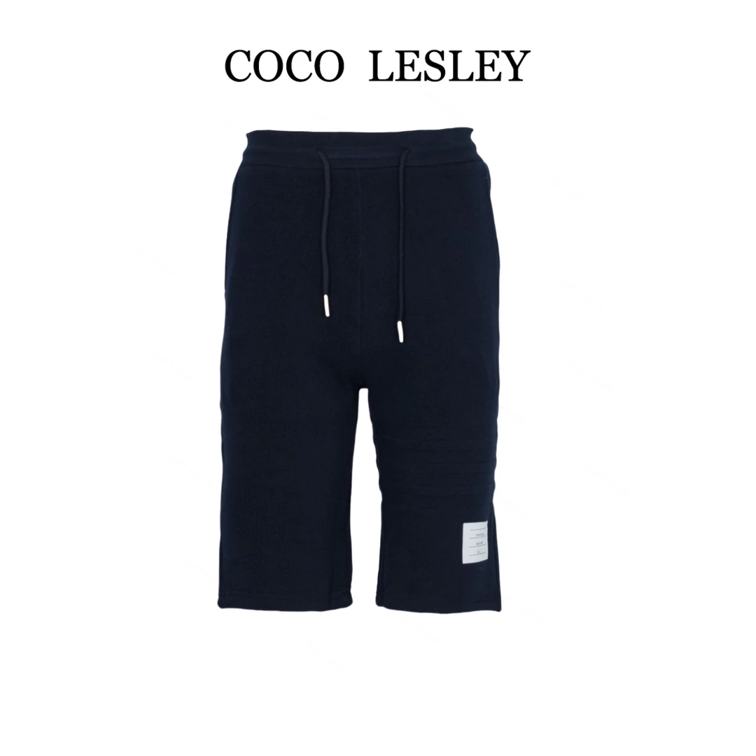 COCO LESLEY拼接针织带杠休闲简约百搭男女网红夏季五分短裤77