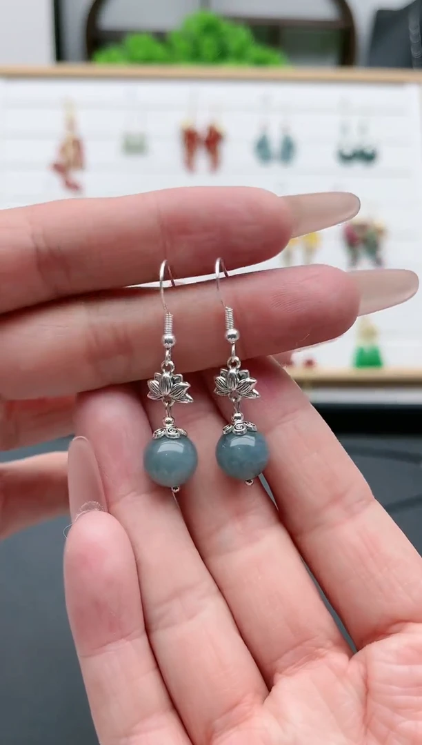 【闪购商品】石英质玉耳饰银S925镶嵌01