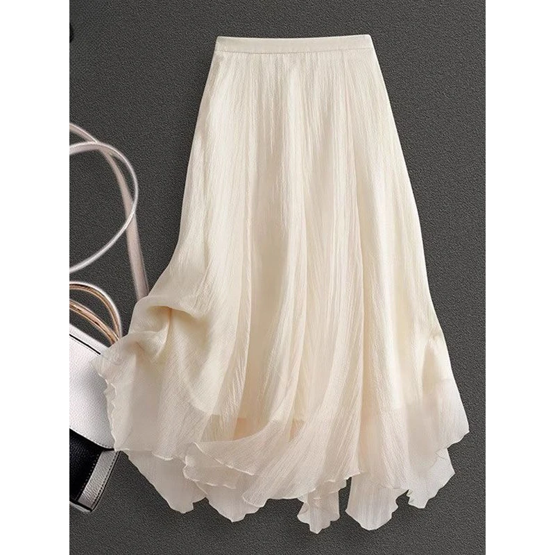 巨推荐，上身绝美！超仙木耳边半身裙女夏季洋气甜美百搭中长a字裙