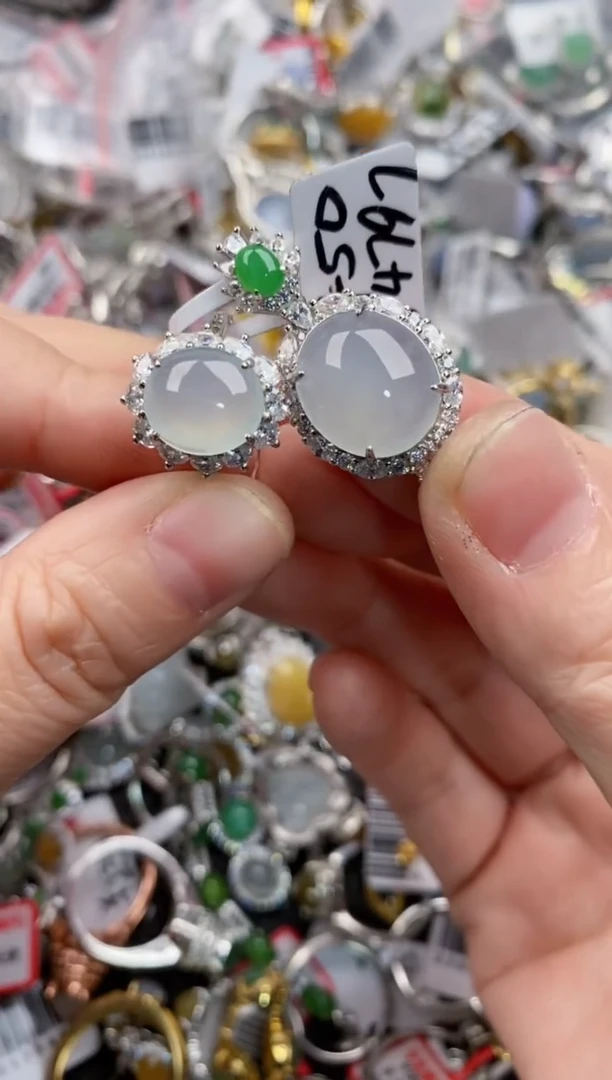 银S925镶嵌戒指翡翠4444-----9