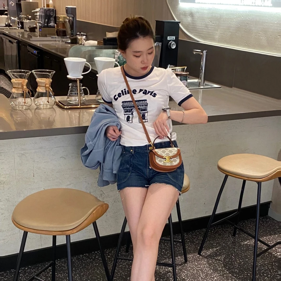 未使用 Celine/思琳 圆领logo短袖 白色/L