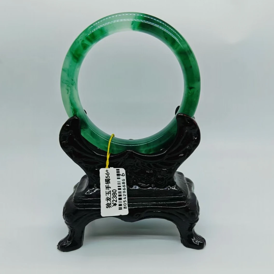 石英质玉手镯独龙玉菠菜绿6