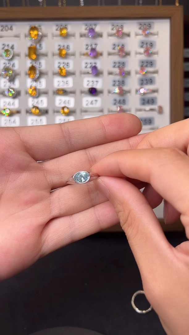 海蓝宝石戒圈银S925镶嵌0000