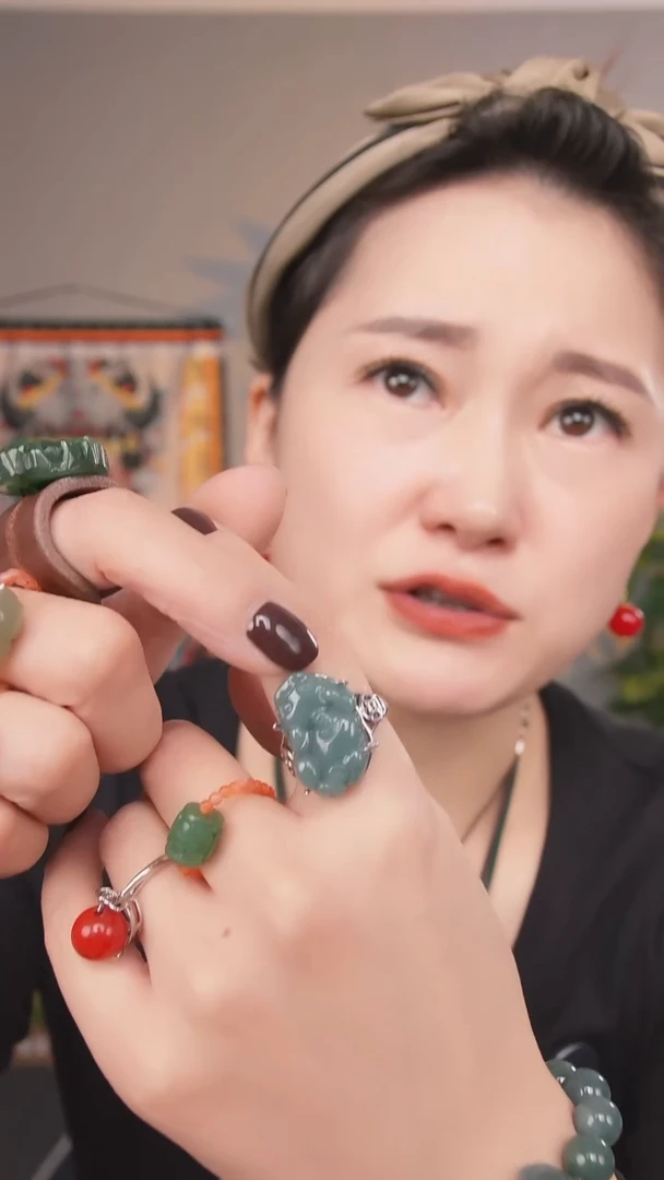 未镶嵌把件翡翠花**啦戒指多样性发货一件