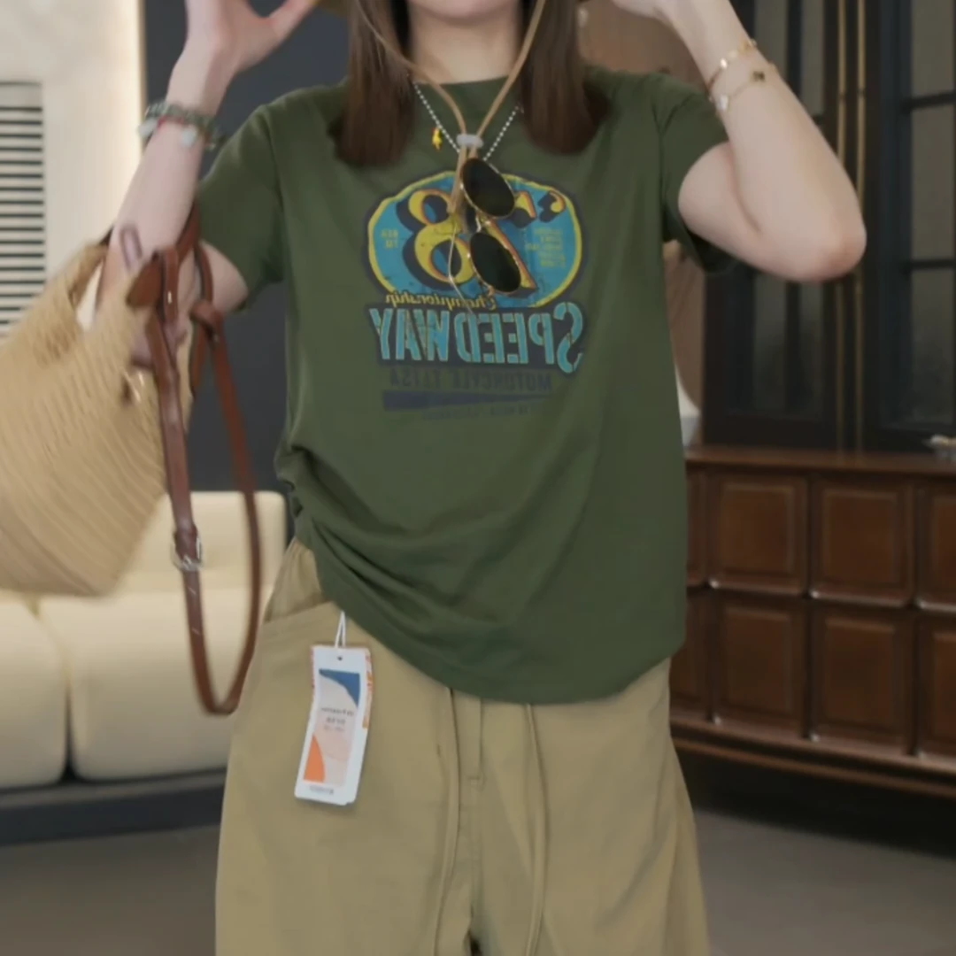 【做旧字母印花T】定制款韩系风520氛围感做旧印花短袖T恤LK2503451