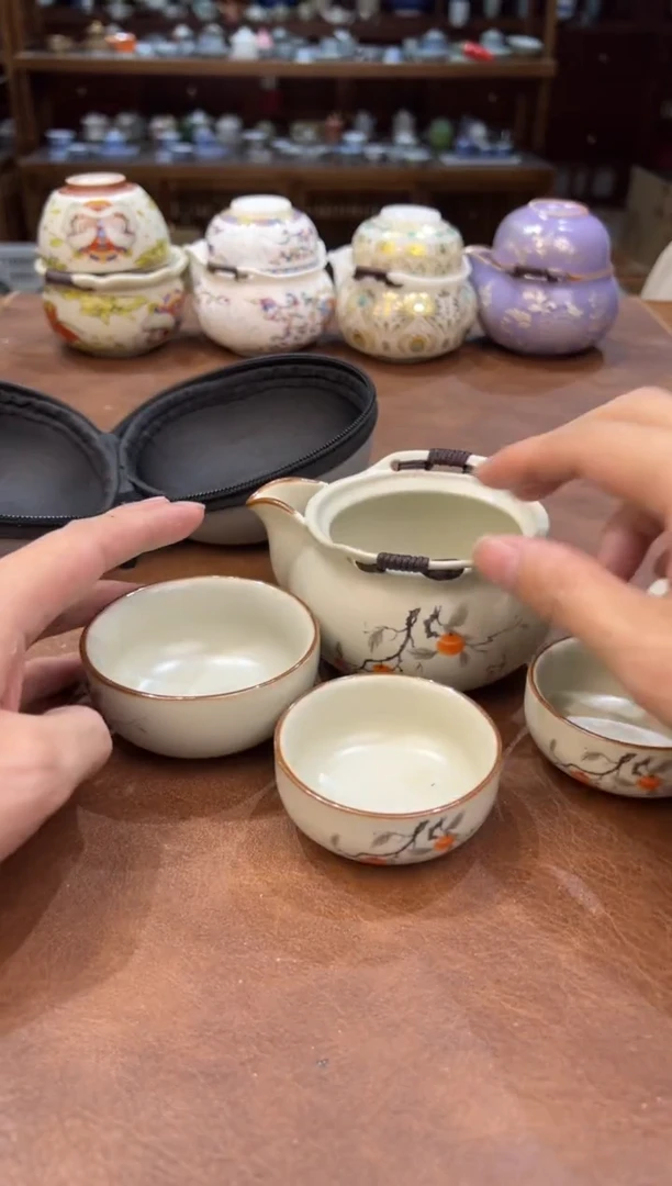 真的很便宜超好看会开片的旅行茶具
