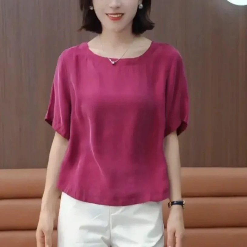 凉凉t宽松型圆领短袖短款T恤显瘦简约