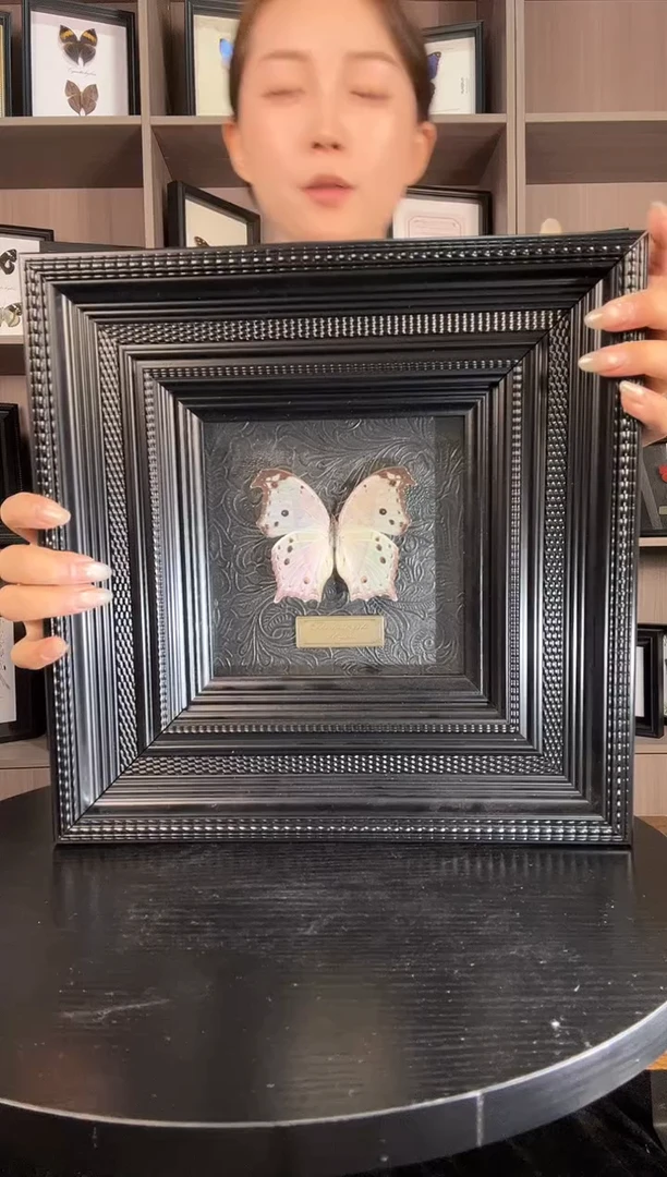 实木竖款绿贝锯蛱蝶（蝴蝶装饰画10寸框）