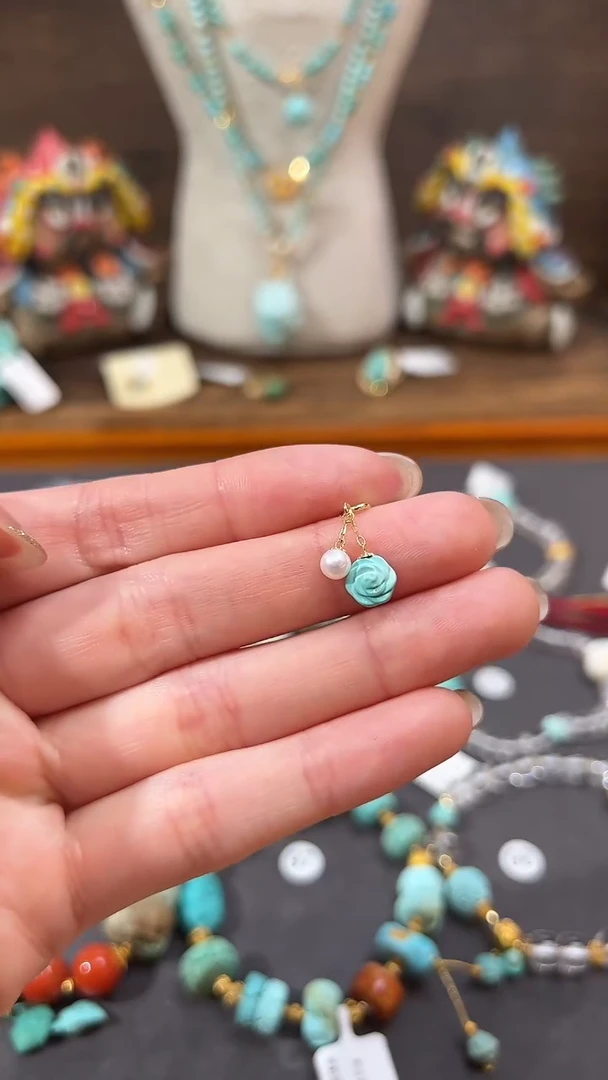 【闪购商品】绿松石提溜18K金镶嵌绿松石提溜