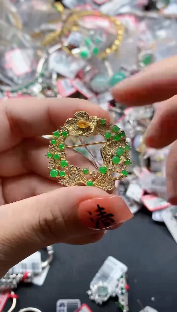 银S925镶嵌戒指翡翠天然A货缅甸翡翠