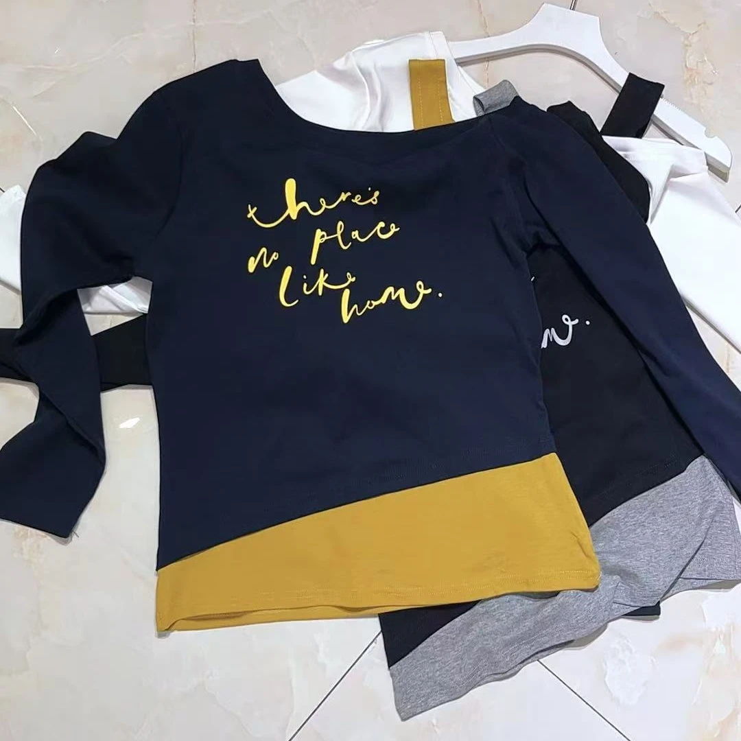 娟儿家少女风打底衫圆领印花内搭长袖T恤秋季