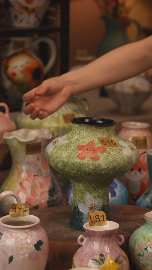 陶瓷515景德镇设计师手作花器摆件侘寂风