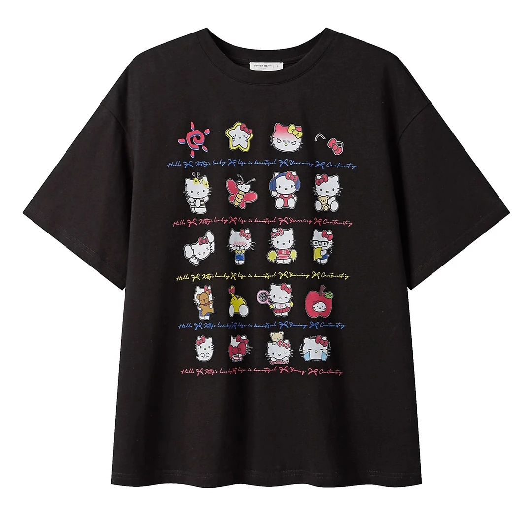 羊城故事-简约图案印花短袖t恤女夏季新款宽松百搭上衣Y50349648