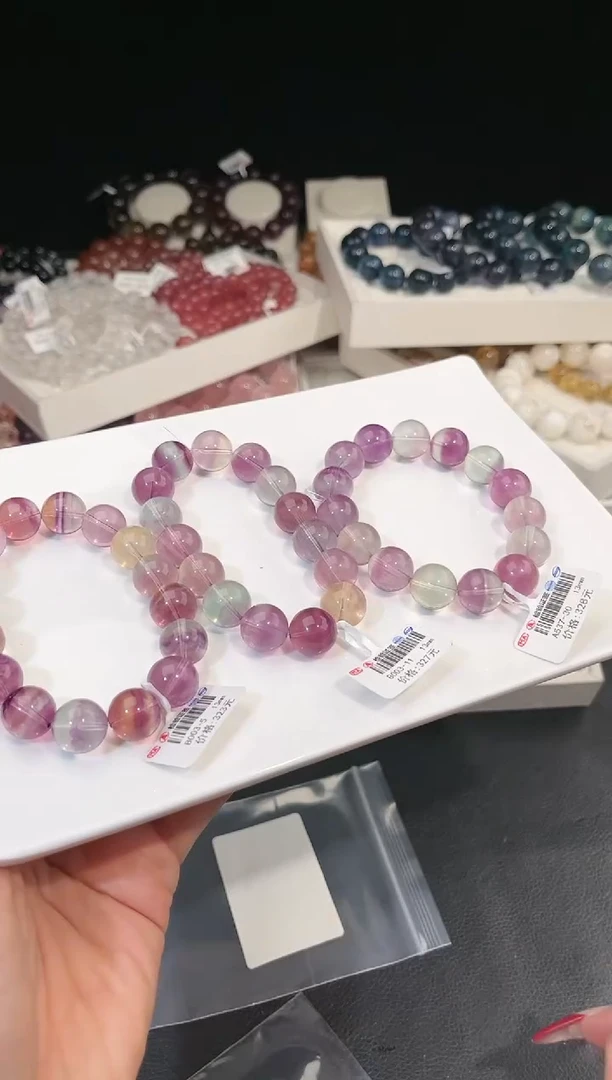 【闪购商品】萤石手链未镶嵌多样性发一彩萤石13mm