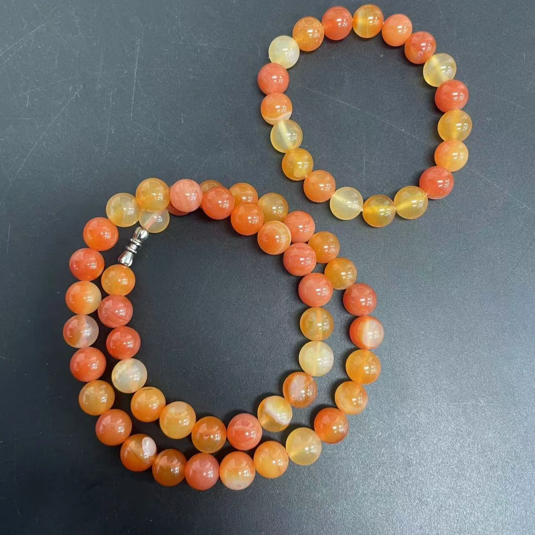 【三弟推荐】冰飘南红圆珠项链套装（多样性发一）10728