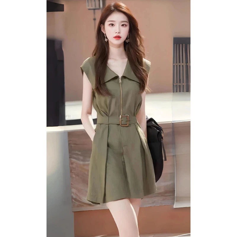 高级感显瘦气质款海军领收腰百搭连衣裙夏新款超好看时尚减龄裙子
