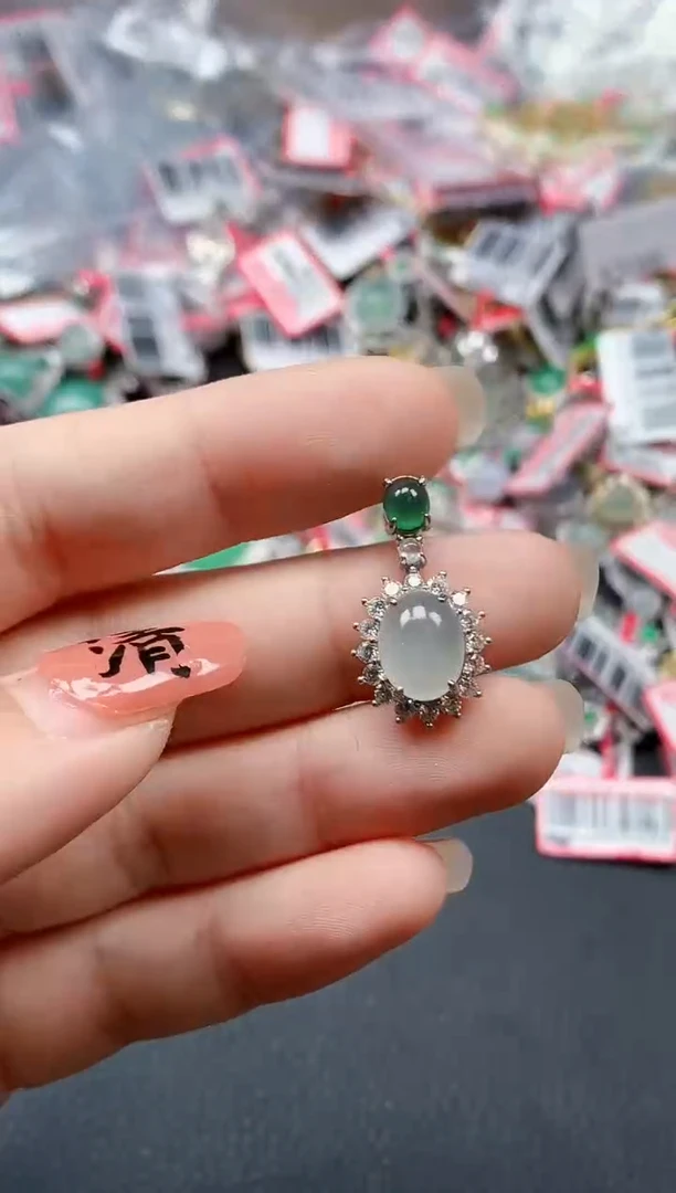 银S925镶嵌戒指翡翠天然A货缅甸翡翠