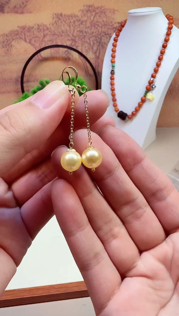 14K金镶嵌耳饰淡水珍珠E125