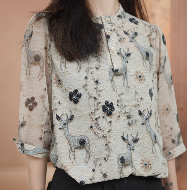 [高品质] 气质优雅时尚碎花衬衫