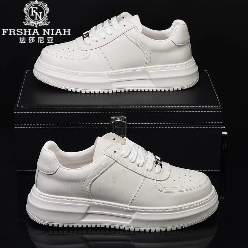 法莎尼亚潮牌小白鞋秋冬季新款真皮潮流痞帅男鞋透气厚底增高板鞋