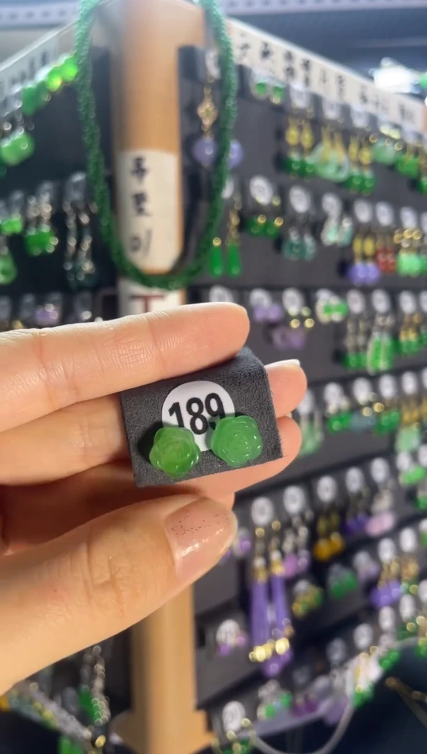 翡翠银S925镶嵌耳饰189