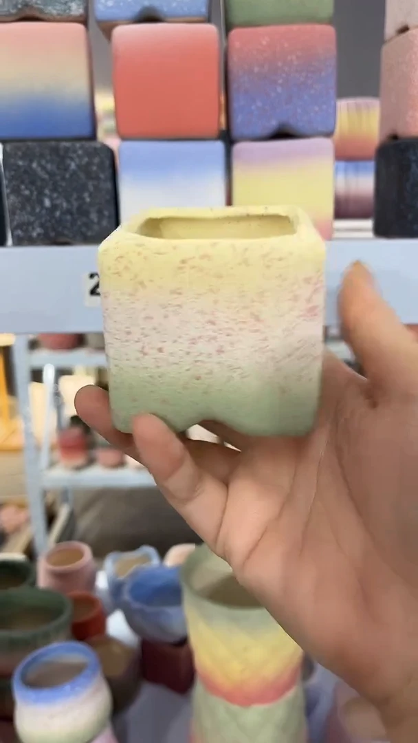 麦饭石粗陶多肉花盆口径5*5