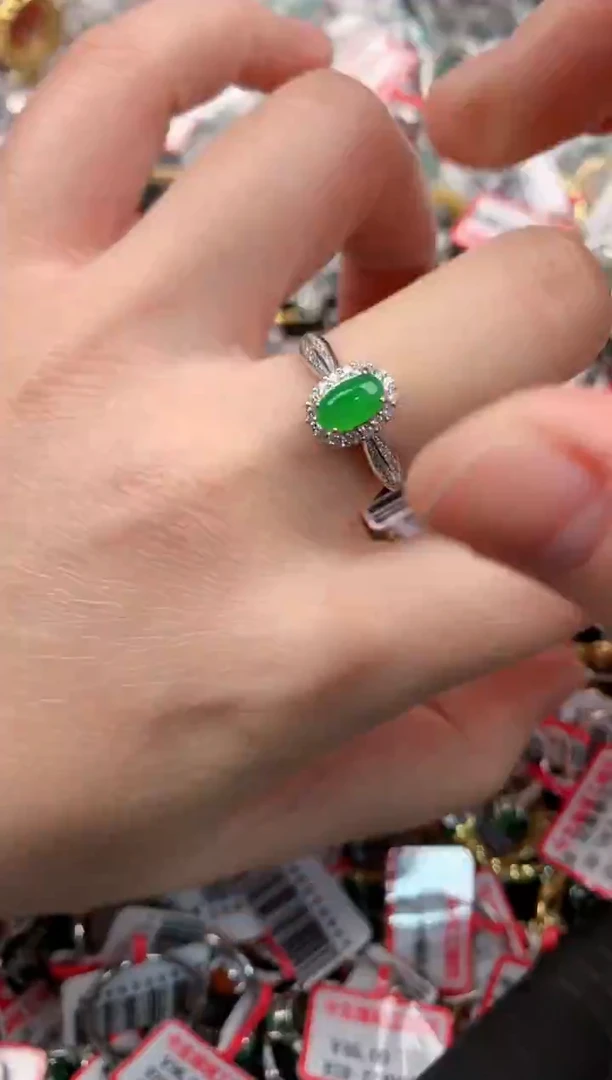 银S925镶嵌戒指翡翠111                  5