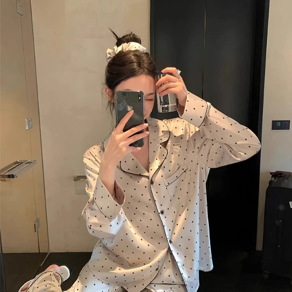 【香槟波点】睡衣女秋季长袖长裤丝高级感春秋可外穿家居服时尚水光