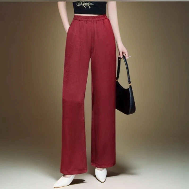 杭州高腰显瘦宽裤子夏季薄款醋酸轻薄垂感百搭直筒裤2025新款正品