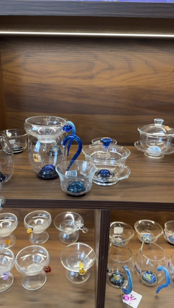 细****态禾器 斑斓怡然+斑斓沁莲盖碗+斑斓清杯+奉珠激光宝蓝金