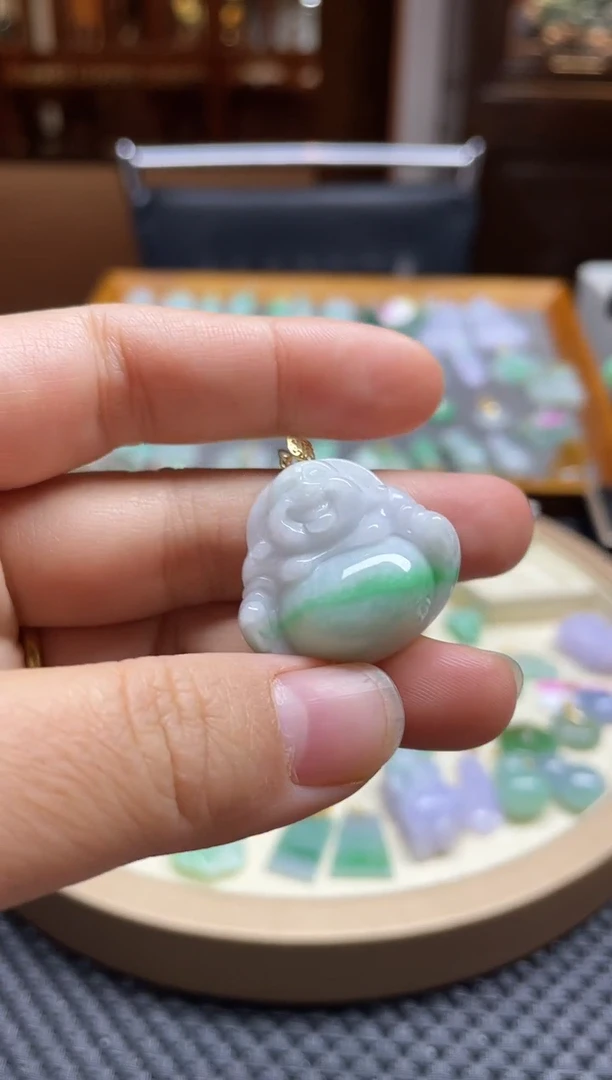 【闪购商品】翡翠颈饰18K金镶嵌佛公