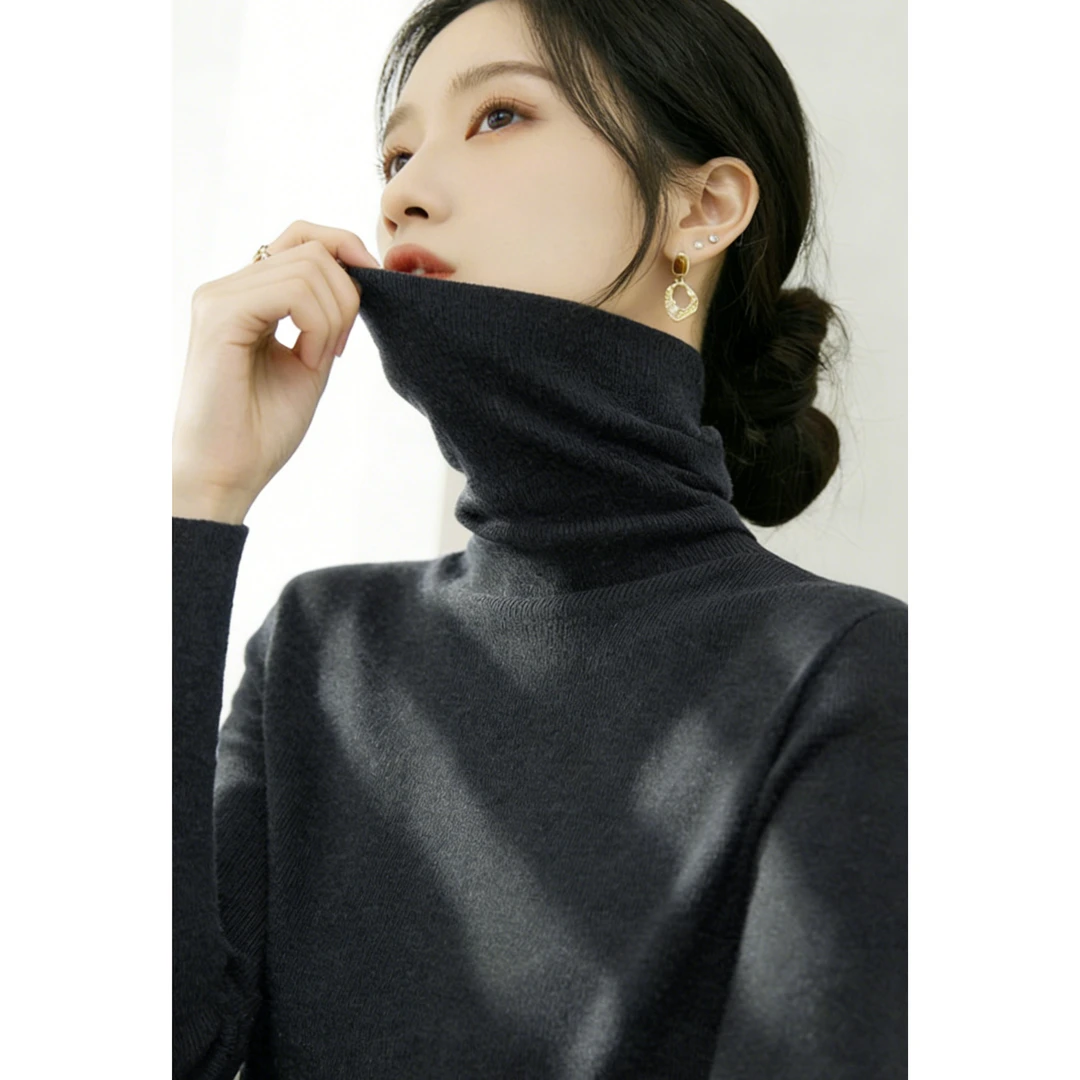 堆堆高领毛衣女秋冬新款针织衫修身显瘦内搭百搭洋气打底衫上衣女