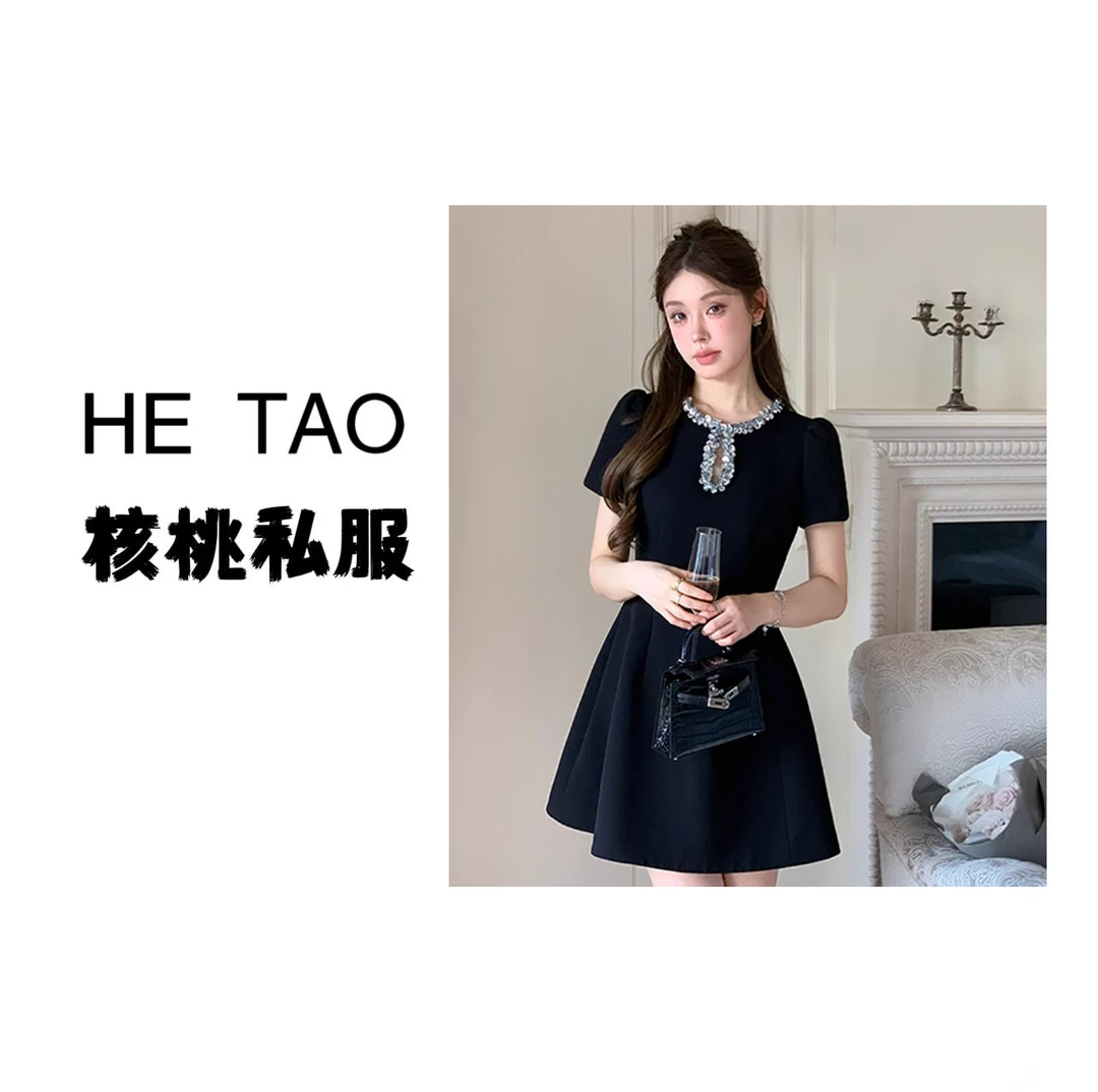 小礼裙高级感轻奢法式赫本风小黑裙礼服显瘦富家千金连衣裙D1229