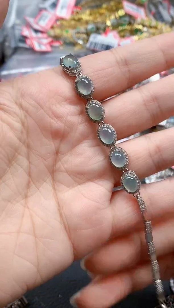 银S925镶嵌戒指翡翠天然A货缅甸翡翠