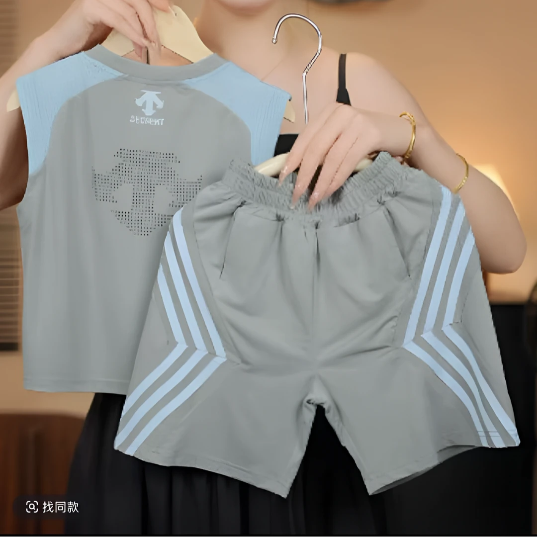 悠悠万达.新款夏季透气网孔儿童时尚百搭运动休闲训练套装