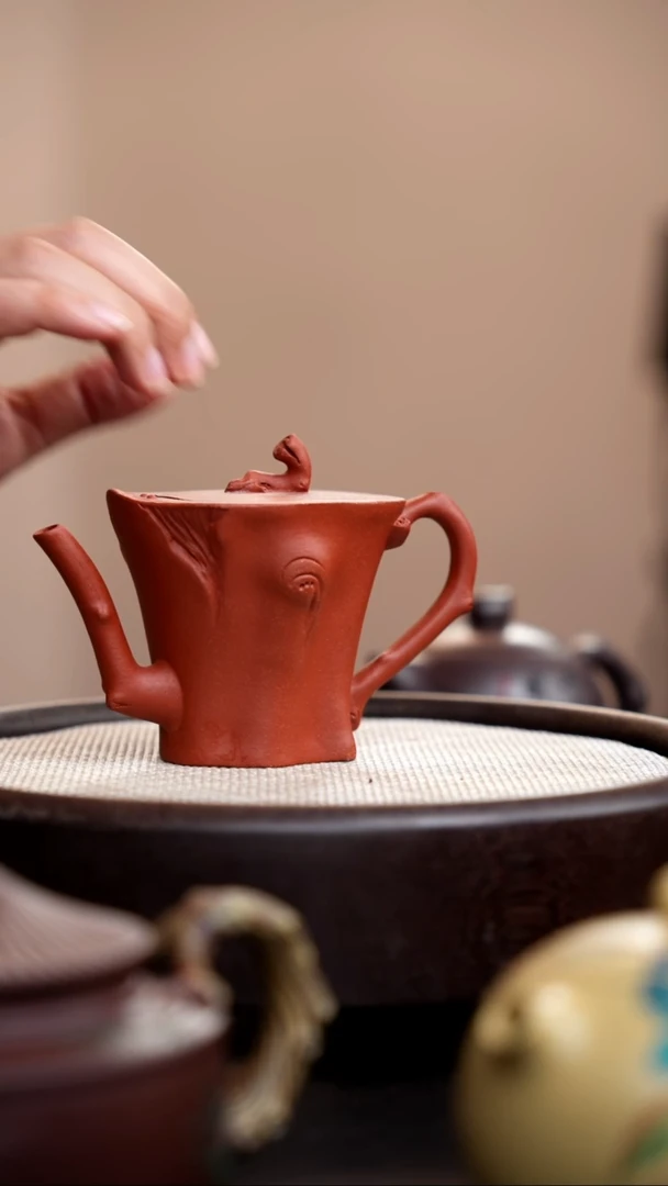 茶壶紫砂朱泥树桩壶