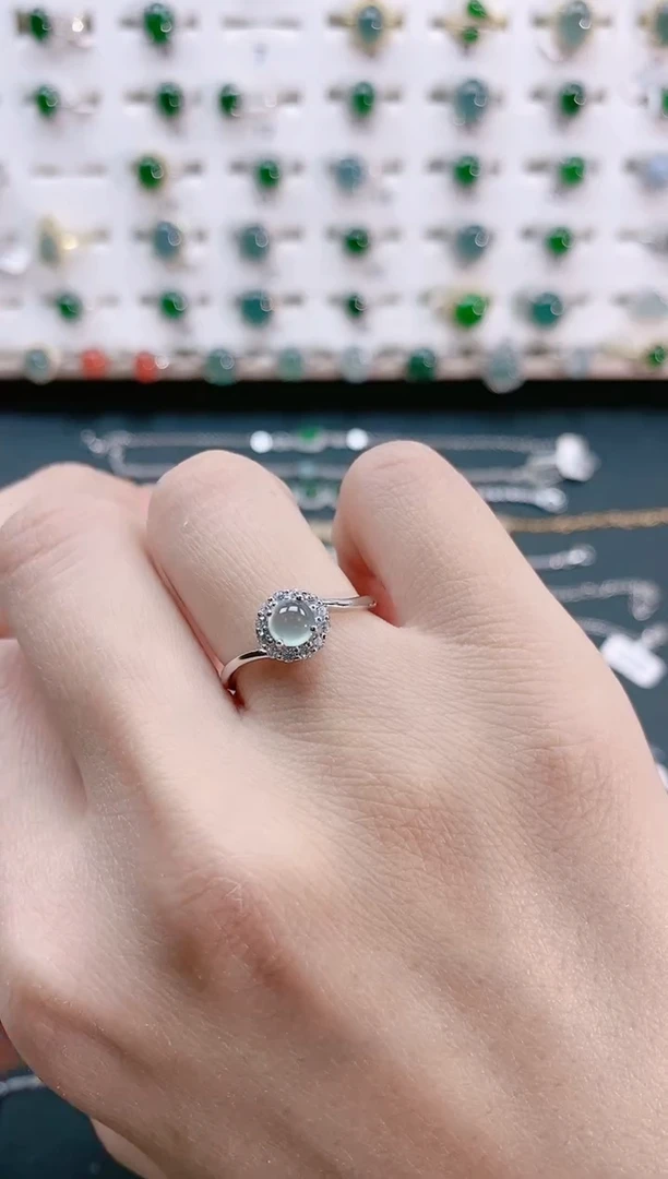 【闪购商品】翡翠戒指银S925镶嵌天然翡翠