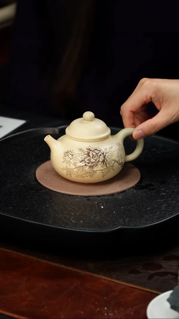 茶壶紫砂陈红 容天110 玉石本绿 280毫升