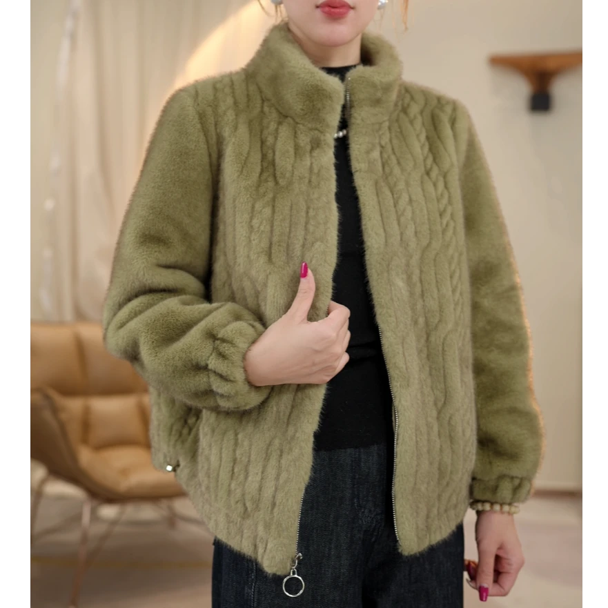 【618特惠】XC麻花纹时尚气质休闲百搭高级感减龄显瘦纯色立领外套2